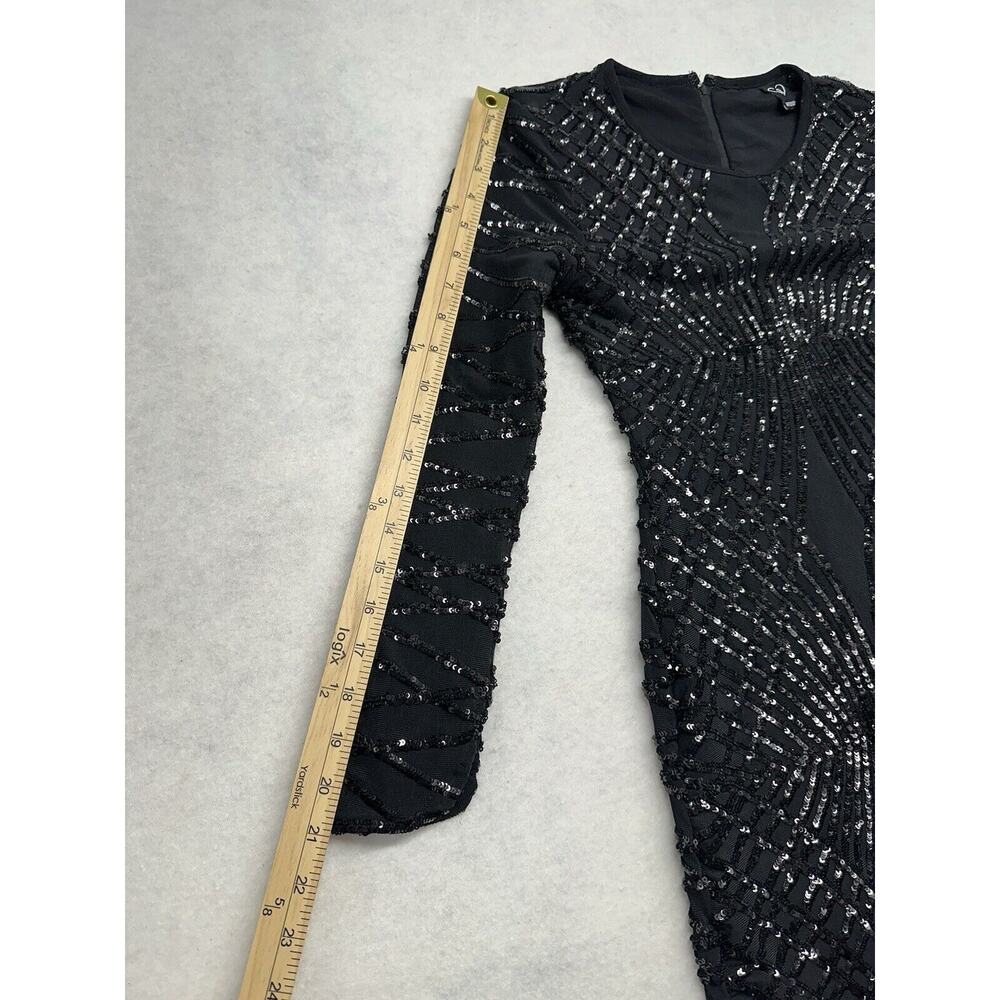 Windsor Black Sequin Mini Dress Formal Semi Formal Size Small Stunning Long Sl - Picture 9 of 10